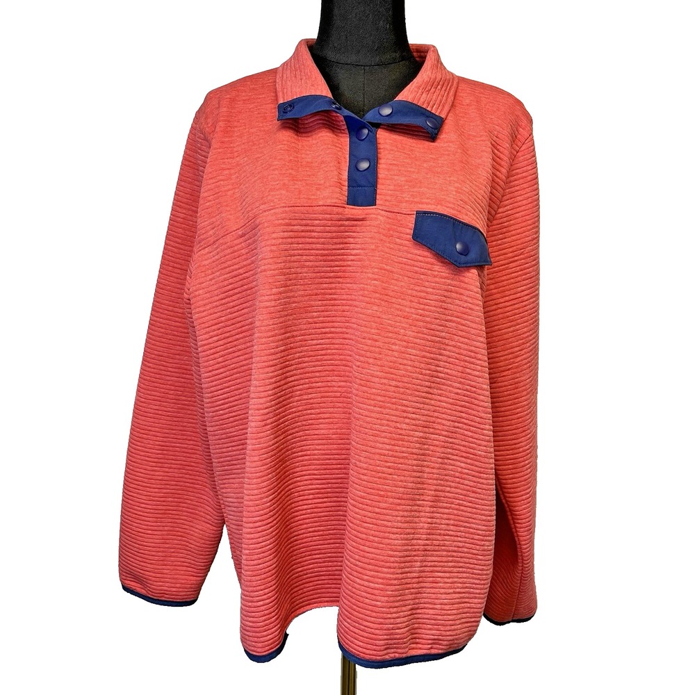 J Crew Womens Quilted Quarter Snap Pullover Size XL Preppy Classic Nautical Soft